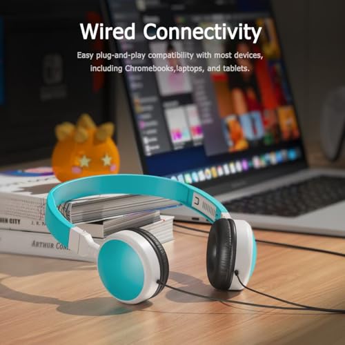 3-Pack Individually Wired Classroom Headphones - No Mic Headphones with 3.5mm Jack, Multi-Color Bulk School Headsets for School/Library/Testing Room, Each in Protective PP Bags