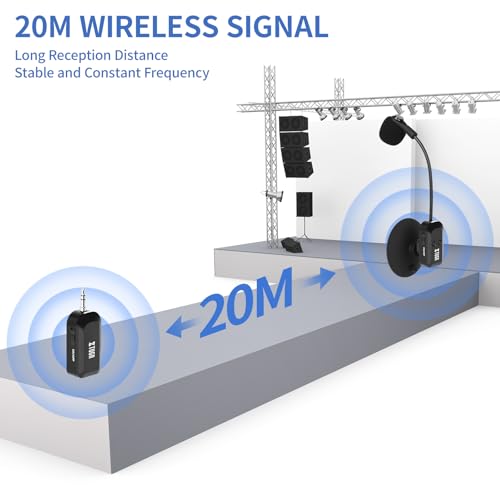 XTUGA Wireless Instrument Microphone with Suction Cup, Wireless Guitar Microphone System 2.4G Rechargeable, Violin, Cello, 6 Hours Battery (KX-722-1)