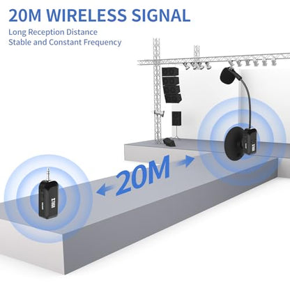 XTUGA Wireless Instrument Microphone with Suction Cup, Wireless Guitar Microphone System 2.4G Rechargeable, Violin, Cello, 6 Hours Battery (KX-722-1)