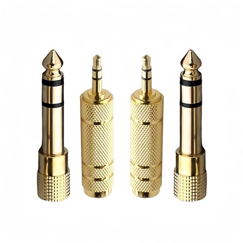 Headphone Adapter 6.35mm Male to 3.5mm Female Stereo Audio Aux Adapter 3.5mm to 1/4 Adapter Headphone Jack Adapter for Guitar Amplifier, Headphone, 4 Pack