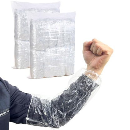 Disposable Oversleeves Covers, 200PCS Plastic Arm Sleeves Covers for Painting Repairing Cleaning Tattooing - Clear - color: Transparent