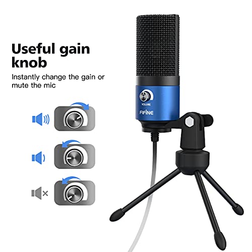 FIFINE Recording Microphone and Gaming Mic, USB PC Computer Microphone with Gain Control for Streaming, Broadcast, Voice Over,YouTube Video, Home Studio, Plug & Play-Blue/Green (K669L+K669G)