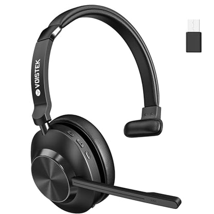 Wireless Headset with Mic for Work,Bluetooth Single Ear Headset for Laptop
