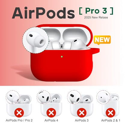 for AirPods 2nd/1st Case Silicone Cover, Red | Compatible with Apple AirPods 2nd/1st (2019/2016) Generation with Keychain & Cleaner Kit, Wireless Charging Compatible - color: Red