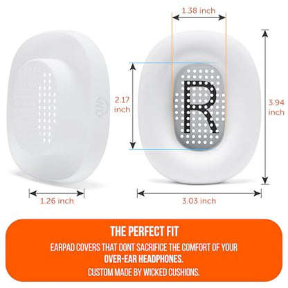 WC SweatZ Max - Patented Silicone Sweat Covers for AirPods Max 1 | Made by Wicked Cushions | (Does Not Fit AirPods Max 2). Sweatproof, Full Earpad Protection | White - color: White