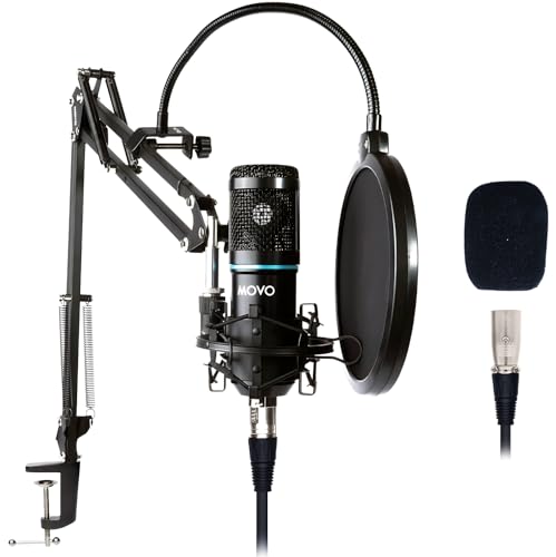 Movo PodPak Podcast Equipment Bundle with XLR Condenser Microphone, Articulating Scissor Arm, and Pop Filter - XLR Mic for Podcasting, Streaming, YouTube, Music, ASMR - Content Creator Studio Mic - style: 1 Pack