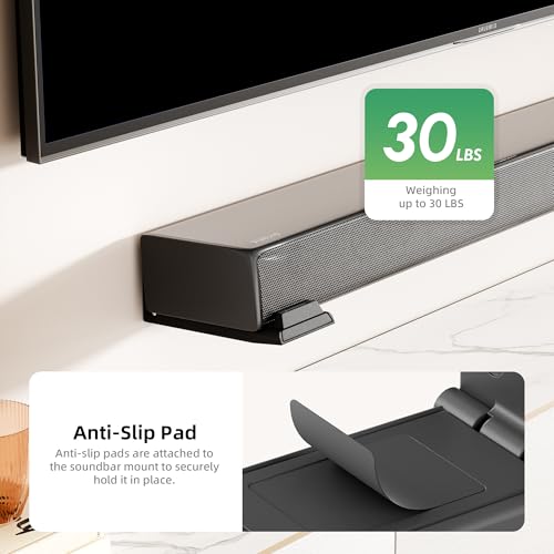 Soundbar Wall Mount Bracket for Samsung, LG, Sony, JBL, Vizio, Sonos and More, Depth Adjustable 3.5”-6.1”, Soundbar Shelf Under TV, Black - color: Black