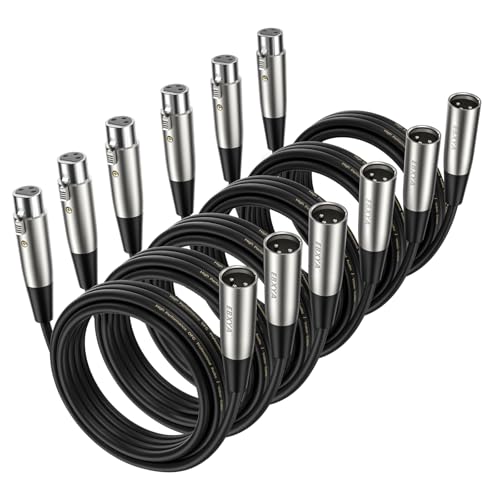 EBXYA 10ft 6 Pack 3Pin Balanced XLR Male to Female Microphone Cable | Multi-Shielded, Self-Locking, for Mixers, Audio Interfaces, Live Sound - size: 10 Feet, style: 6 Pack