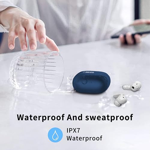 Wireless Earbuds, Bluetooth 5.4 Headphones in Ear with HiFi Stereo Deep Bass, 4 ENC Noise Cancelling Mic Wireless Earphones 40H, in-Ear Earbud Bluetooth Dual LED Display IP7 Waterproof, Dark Blue - color: Navy Blue