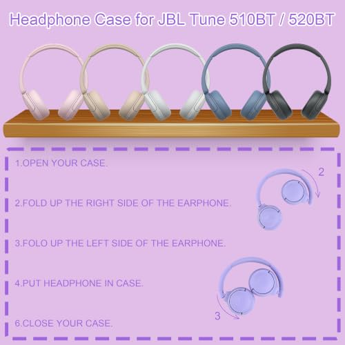 Hard Headphone Case for JBL Tune 510BT / 520BT Over-Ear Headphones, Pink - color: PINK