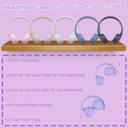 Hard Headphone Case for JBL Tune 510BT / 520BT Over-Ear Headphones, Pink - color: PINK