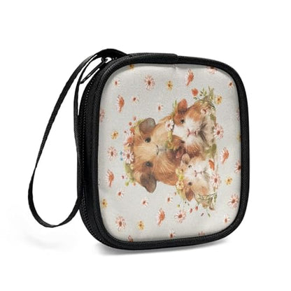 Small Earbuds Bag Lightweight Headphone Storage Bag Portable Headset Carrying Pouch with Inner Mesh Pocket - Guinea Pig and Daisy - color: Guinea Pig and Daisy