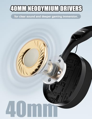 WIRWTRU S30 Gaming Headset with Microphone, Lightweight Design Wired Gaming Headphones