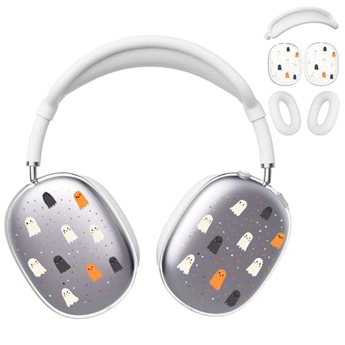 for AirPods Max Headphones Halloween Ear Covers for AirPods Max 2 | Cute Ghost Clear Ear Cups Cover | White Silicone Ear Pad Case Headband Cover for Apple AirPods Max 2/1 (2026/2024/2020) - color: Ghost A/White