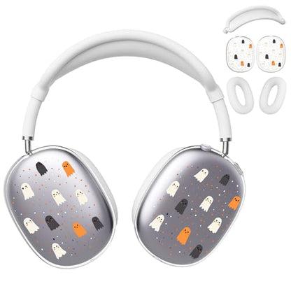 for AirPods Max Headphones Halloween Ear Covers for AirPods Max 2 | Cute Ghost Clear Ear Cups Cover | White Silicone Ear Pad Case Headband Cover for Apple AirPods Max 2/1 (2026/2024/2020) - color: Ghost A/White