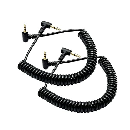 Seadream Coild 3.5mm to 2.5mm Aux Cable, 2Pack 90 Degree Double Angled 2.5mm Male to 3.5mm 1/8inch Male TRS Stereo Audio Headphone Aux Coiled Cord Cable (2Pack Coiled 5FT)