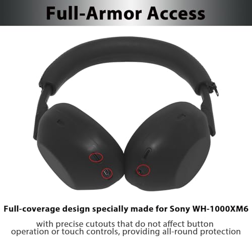 Adhiper XM6 Sweat Covers Accessories for Sony WH-1000XM6 - Black | Soft Silicone Case, 2-in-1 Headphone Cover with Earpad Covers & Headband Cover, Sweatproof & Easy to Clean & Secure Fit - color: Black