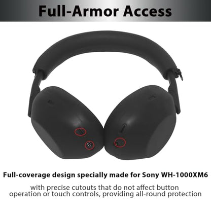 Adhiper XM6 Sweat Covers Accessories for Sony WH-1000XM6 - Black | Soft Silicone Case, 2-in-1 Headphone Cover with Earpad Covers & Headband Cover, Sweatproof & Easy to Clean & Secure Fit - color: Black