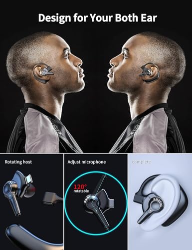 emotal Dual-Mic AI Noise Cancelling Bluetooth Headset for Cell Phones | 10 Days Standby, 30Hrs HD Talktime Bluetooth Earpiece, IPX6 Waterproof, Ultralight for Driving/Truckers/Business