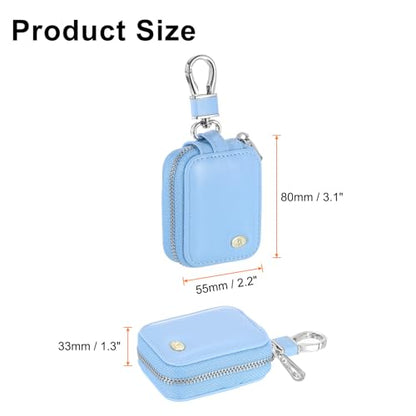 HARFINGTON Earbuds Cases, Earphone Case Holder, PU Leather Ear Buds Case Zipper Organizer Small with Mesh Pocket for USB Cable, Wireless Wired Earphones, Blue - color: Blue