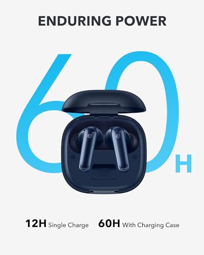 Soundcore P40i by Anker, Noise Cancelling Wireless Earbuds,Adaptive Noise Cancelling to Environments, Heavy Bass,60H Playtime, 2-in-1 Case and Phone Stand,IPX5,Wireless Charging,Bluetooth 5.3(Renewed) - color: Navy Blue