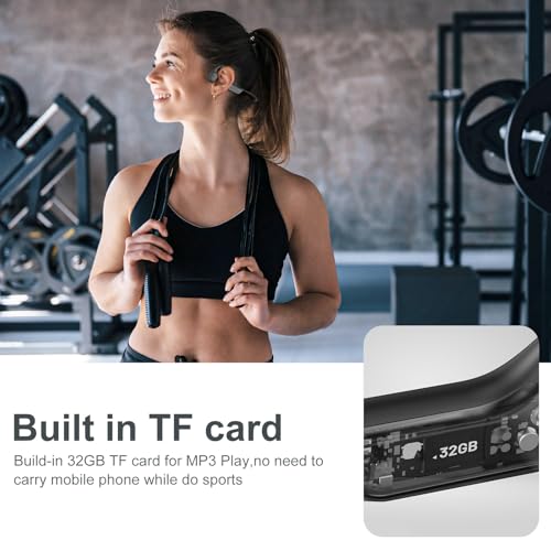 Bone Conduction Headphones,Waterproof IP68,Wireless Bluetooth 5.3 Earphones with Microphone, Built-in 32GB MP3 Open Ear Bluetooth Headphones for Running,