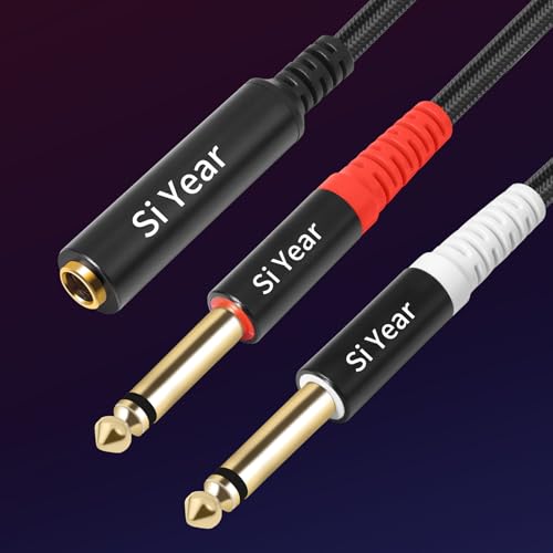1/4" Stereo to Dual 1/4" Mono Splitter Cable, 6.35mm (Quarter inch Female TRS to 2 x 1/4 Inch Male Y Splitter Breakout Cable Patch Cord (1ft/30cm) - color: 6.35F-2X6.35-30cm