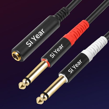 1/4" Stereo to Dual 1/4" Mono Splitter Cable, 6.35mm (Quarter inch Female TRS to 2 x 1/4 Inch Male Y Splitter Breakout Cable Patch Cord (1ft/30cm) - color: 6.35F-2X6.35-30cm