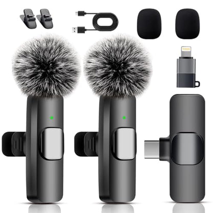 Wireless Lavalier Microphone for iPhone, iPad & Android Phone | Mini Lapel Mic with AI Noise Reduction for Video Recording Vlogging TikTok YouTube, Plug & Play Clip-on,for Content Creators