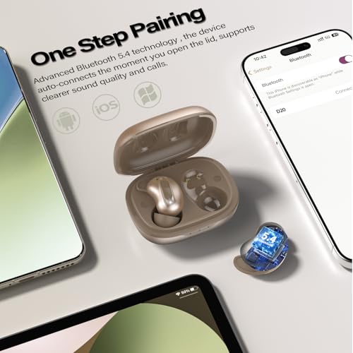 Sleep Earbuds, Mini ANC Wireless Earbuds Bluetooth 5.4 Headphones Deep Bass Stereo, 48H Playtime Ear Buds, 4 ENC Noise Cancelling Mic, IP7 In Ear Earphones for Side Sleepers,Touch Control, Velvet Gold
