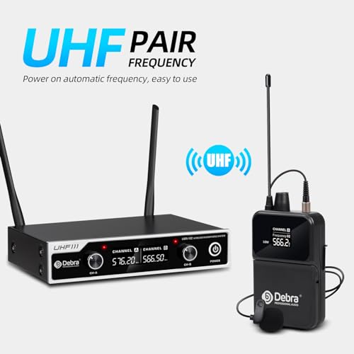 D Debra Wireless Microphone System UHF UBR-102 with Cordless Handheld Lavalier Headset Mics, 260ft Range, Suitable for Church, Lectures, Karaoke, Weddings, DJ, and Bars(2 Bodypack) - size: 2 Bodypack