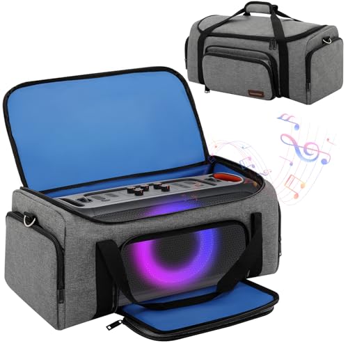 Speaker Bag Compatible with JBL PartyBox On The Go & On-The-Go Essential | Portable Speaker Carry Tote with Pockets for 2 Mics, Cables & Chargers, Top & Front Openings for Playback, Bag Only, Gray - color: Grey