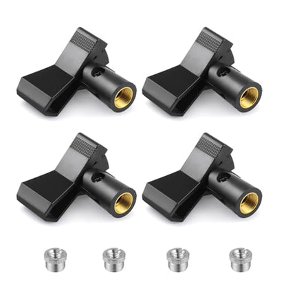 Microphone Clip Holder, 4-Pack | 5/8" to 3/8" Thread Adapter, Studio Recording, Podcast, Karaoke - size: Regular