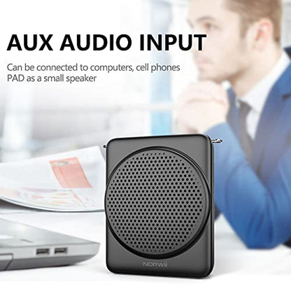 Mini Voice Amplifier with Microphone Headset, Portable Speaker with Mic | Quick Charging Amplifier, Wired Headset Microphone with Speaker for Teachers, Training, Meeting, Tour Guide, Yoga, Classroom - color: Black