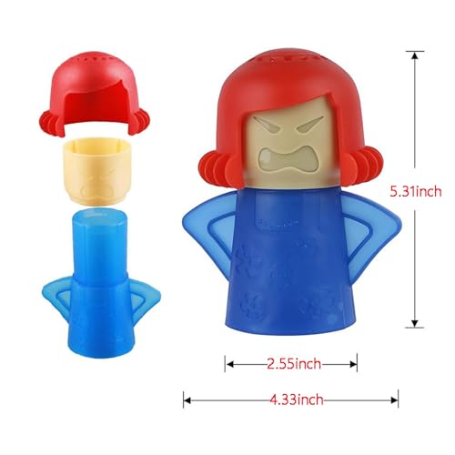 Angry Mama Microwave Cleaner, Reusable Steam Cleaning Tool with Water & Vinegar, Eco-friendly Kitchen Stain Remover Gift - color: Blue