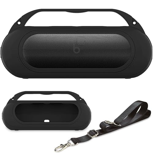 Silicone Cover Case Compatible with Beats Pill 2024 Bluetooth Speaker | Accessories for Beats Pill Speaker Protective Case with Handle, Shockproof and Anti-Scratch Cover (Black) - color: Black