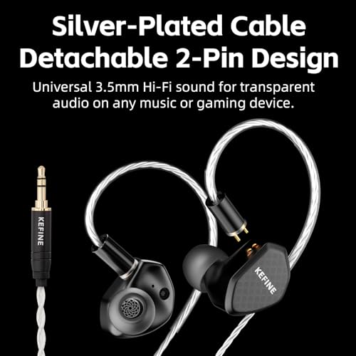 Klean Hi-Fi in Ear Monitor, Wired Gaming Earbuds, 10mm DLC Diaphragm Dynamic Driver, Wired Earphones, Interchangeable Tuning Nozzles, HiFi IEM for Audiophile, Musician & Gaming(Black, 3.5mm)