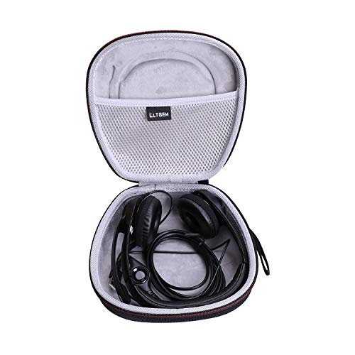 Headset Headphone Case Compatible with Logitech H390, H430, H570e, Zone 300, Zone 301 or JLab Go Work, JIAMQISHI, EAGLEND Headset, Black+Gray(Case Only) | Hard Carrying Travel Wired Headset Case for Logitech H390/H391/Zone 301/H111/H570e & JIAMQISHI/Poly