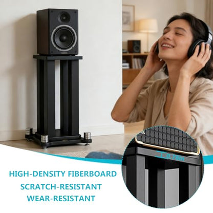 Universal Wooden Speaker Stands Pair, Heavy Duty Floor Standing Speaker Mount, Bookshelf & Studio Monitor Stands for Home Theater Surround Audio System (19.6in) - size: 19.6 in