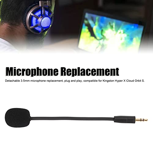Replacement Game Mic for Kingston Hyper X Cloud Orbit S, 3.5mm Detachable Flexible Game Microphone, Noise Cancelling Rotatable Design Mic for Gaming Headsets