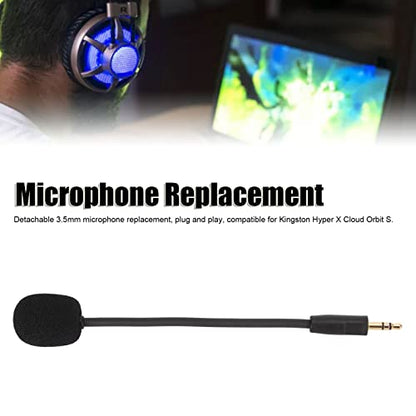 Replacement Game Mic for Kingston Hyper X Cloud Orbit S, 3.5mm Detachable Flexible Game Microphone, Noise Cancelling Rotatable Design Mic for Gaming Headsets