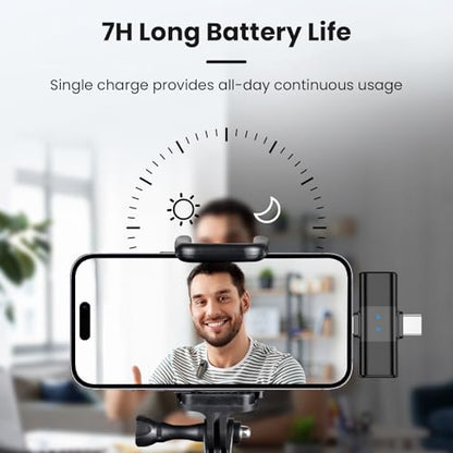 Wireless Lavalier Microphone for iPhone, Noise Cancelling - color: Black, style: A2 (1TX+1RX)