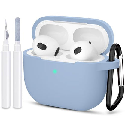 Compatible with AirPods 3 Case, Protective Silicone Cover for AirPods 3rd Generation Case 2021, Wireless Charging - Light Blue - color: B-Light Blue