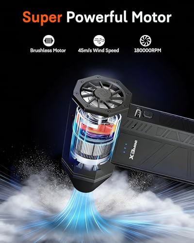 Compressed Air Duster, 180000RPM Electric Turbo Fan | Rechargeable Cordless Air Blower with 3 Speeds, Brushless Motor, Keyboard, Gaming PC & Electronics Cleaner
