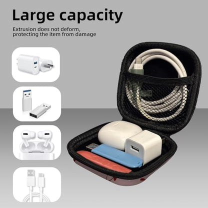 Square Data Cable Earbud Charger Coin Storage Bag Shockproof and Drop-Proof EVA Material Compatible with AirPod(Cute Pink Cherry) - color: Cute Pink cherry