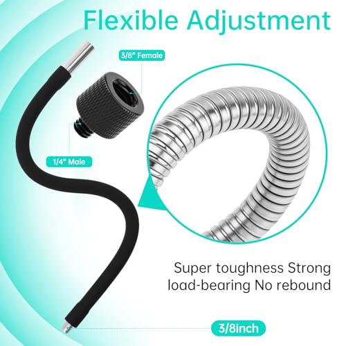 Gooseneck Mic Stand,Flexible Arm Desk Clamp for Streaming Podcast Studio | Heavy Duty Steel hold 2.2LB,Easy Adjust,Clamp fits desk/pole/shef 0.6-1.93" thick. mic clip+2 adapters.For mic up to 1.2"