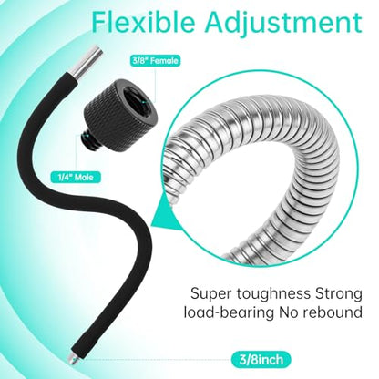 Gooseneck Mic Stand,Flexible Arm Desk Clamp for Streaming Podcast Studio | Heavy Duty Steel hold 2.2LB,Easy Adjust,Clamp fits desk/pole/shef 0.6-1.93" thick. mic clip+2 adapters.For mic up to 1.2"