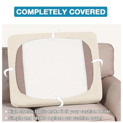 Flamingo P Super Stretch Couch Cushion Cover 1 Pack Individual Seat Slipcover with Elastic Bottom, Machine Washable Furniture Protector (1 Seat Cushion Cover, Cream) - color: Cream, size: 1 Seat Cushion Cover