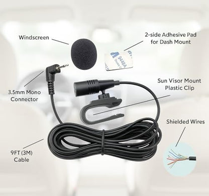 3.5mm Plug Microphone Compatible Replacement for Kenwood DDX DMX DNX DNR DPX KDC KMM Series Car Stereo – Handsfree External Mic for Bluetooth Calling and Navigation Use with 9FT Cable