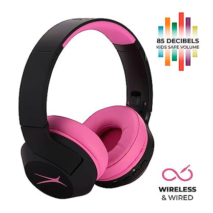 Altec Lansing Kid Safe Noise Cancelling Wireless Headphones 15H Battery, 85dB Volume Limit, Foldable Design Powerful Sound, Active Noise Cancellation Perfect for Kids Ages 7+ (Blackout Pop Pink) - color: Blackout Pop Pink